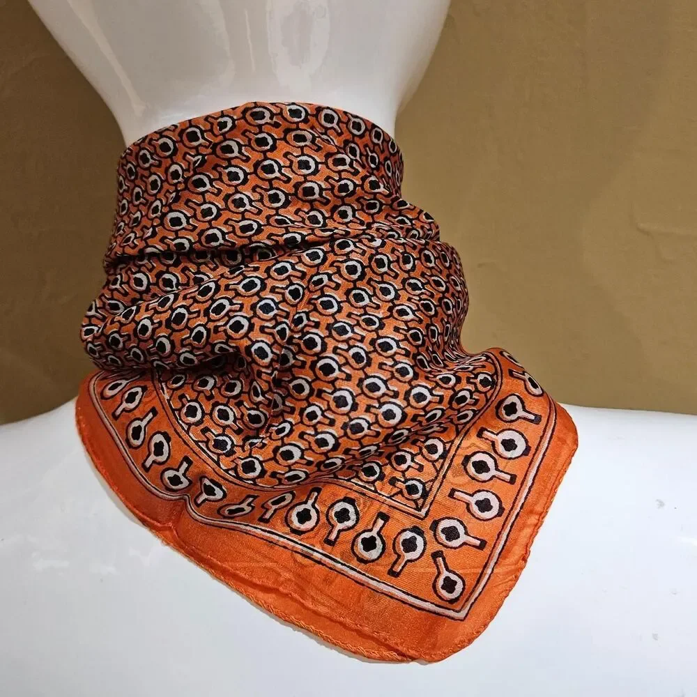 vintage boho twee orange silk square scarf